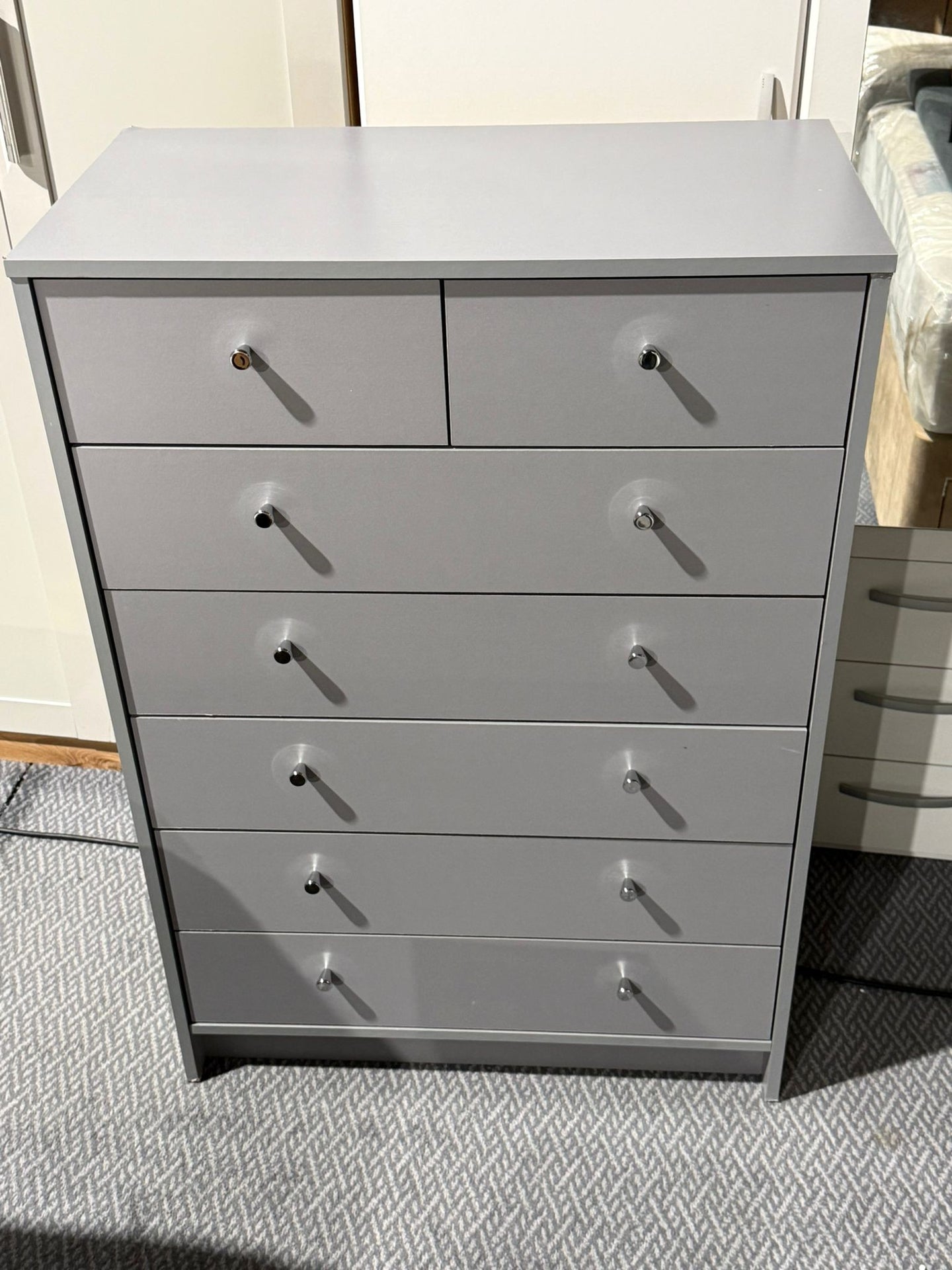 Assembled Malibu 7 Drawer Chest - Grey